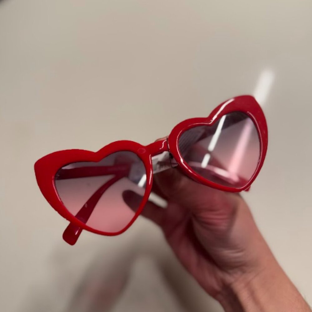 red heart-eye sunglasses